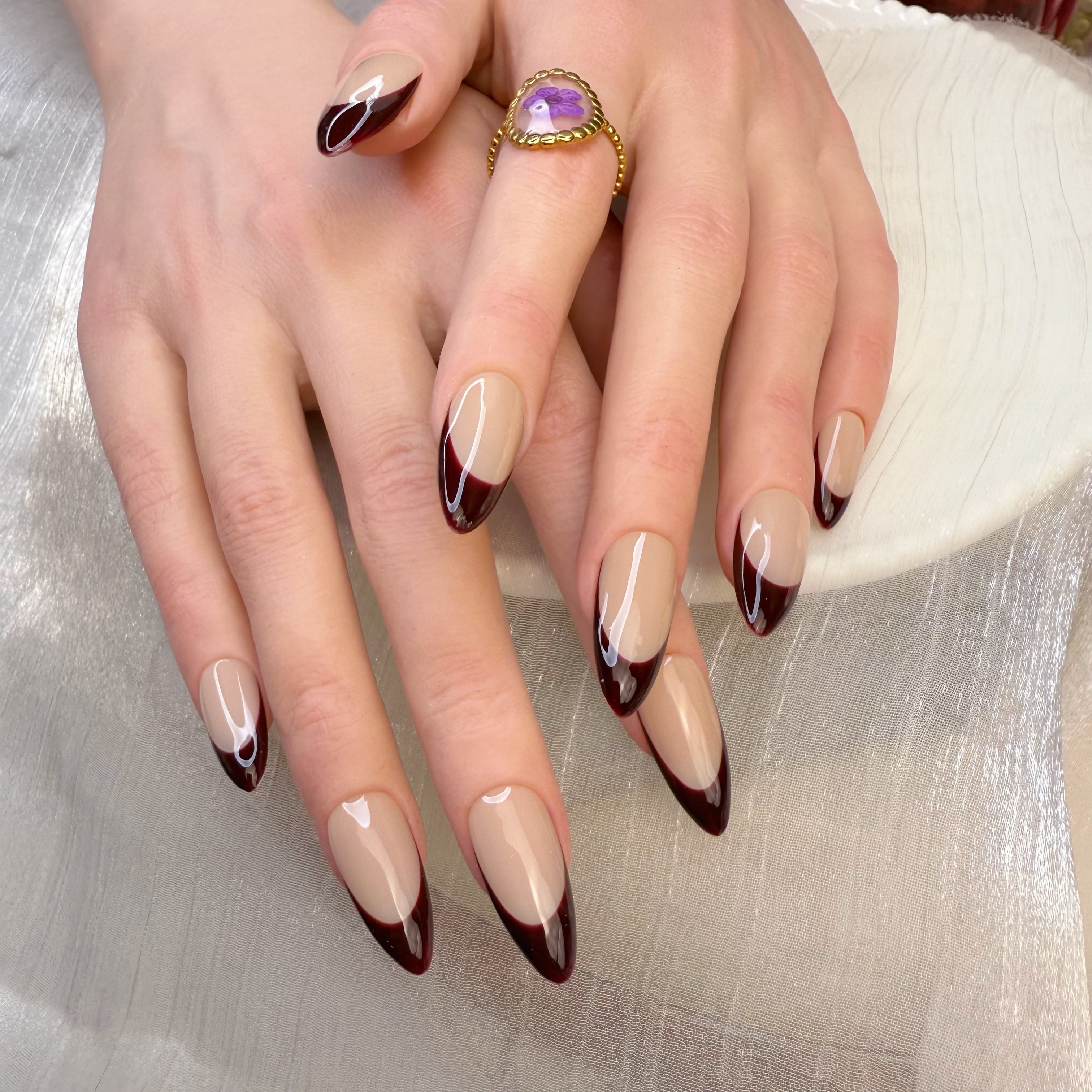 Oxblood Red French Tip