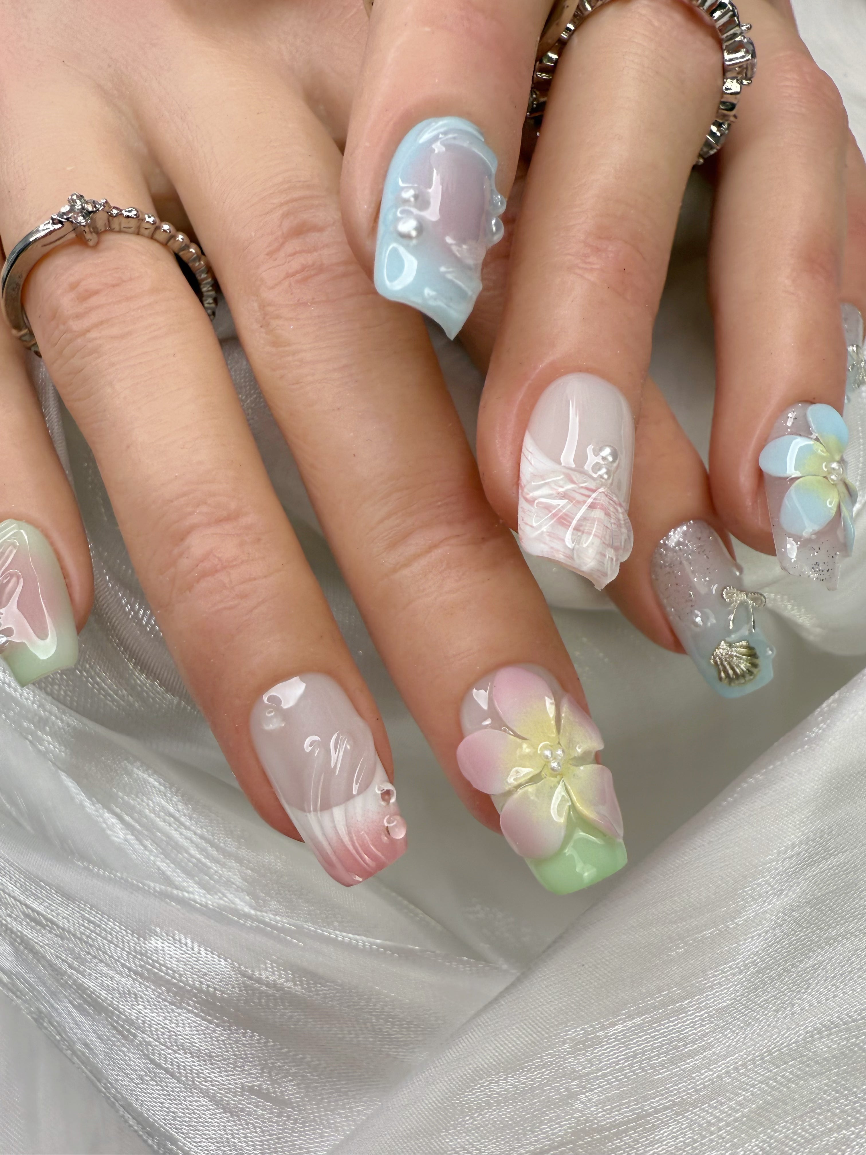 Pastel Mermaid Dream 3D Floral